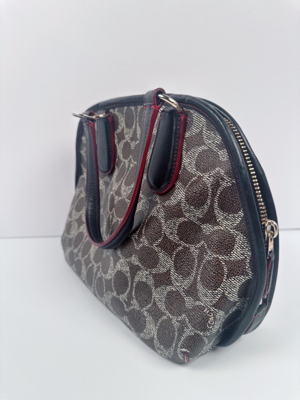 Coach Prince Street Turn lock Dome Crossbody Satchel Style Black/Brown/Red - Picture 8 of 16
